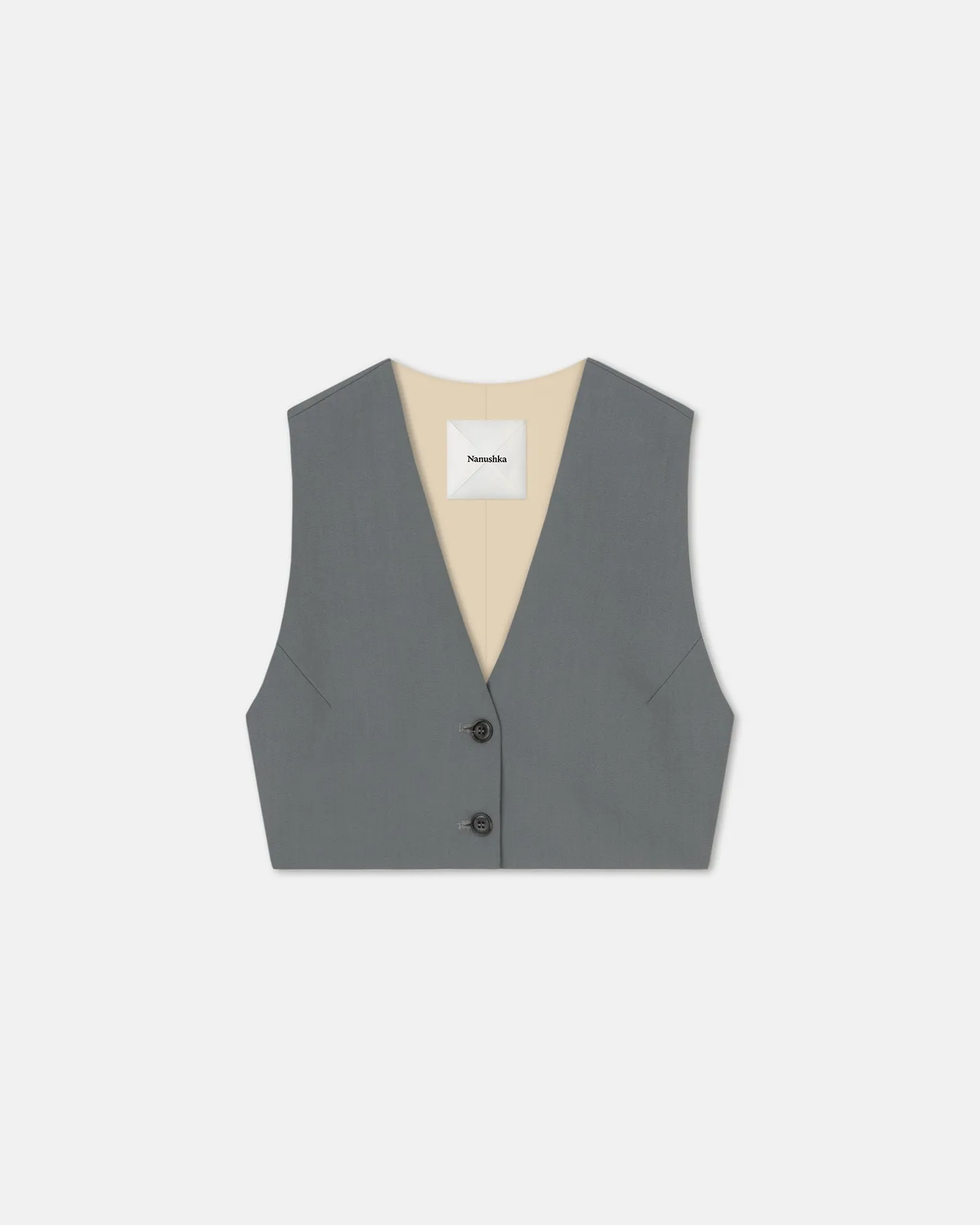 Suree - Cropped Tailored Vest - Steel Blue