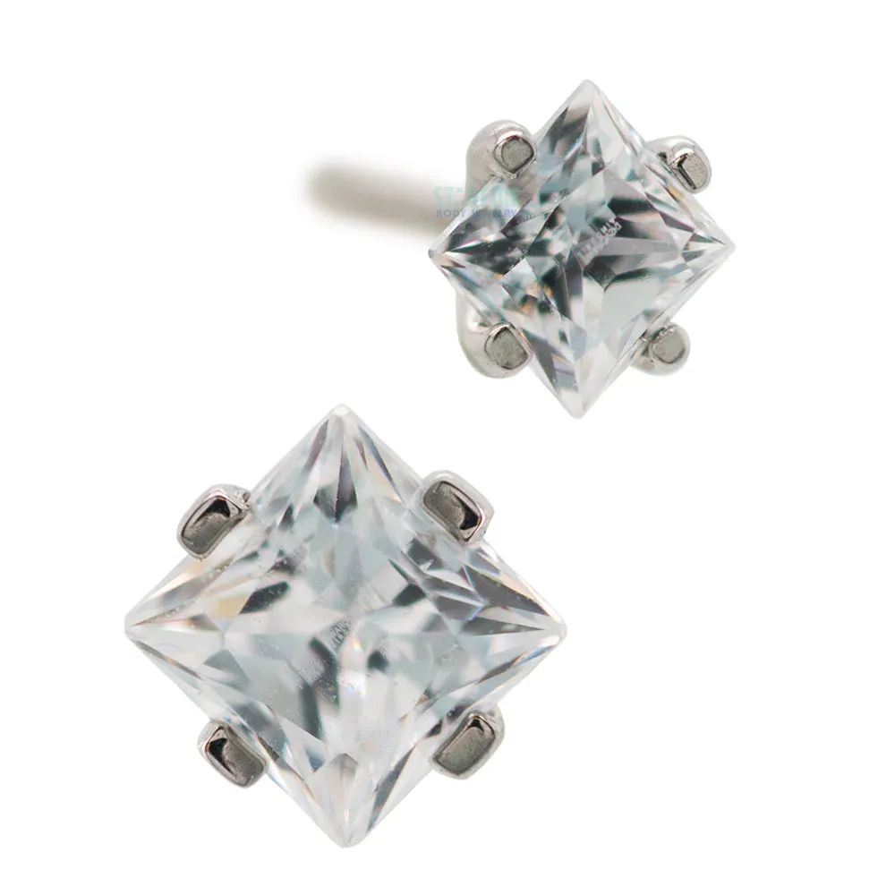 threadless: Prong-Set Square Princess Star-Cut Faceted Gem End