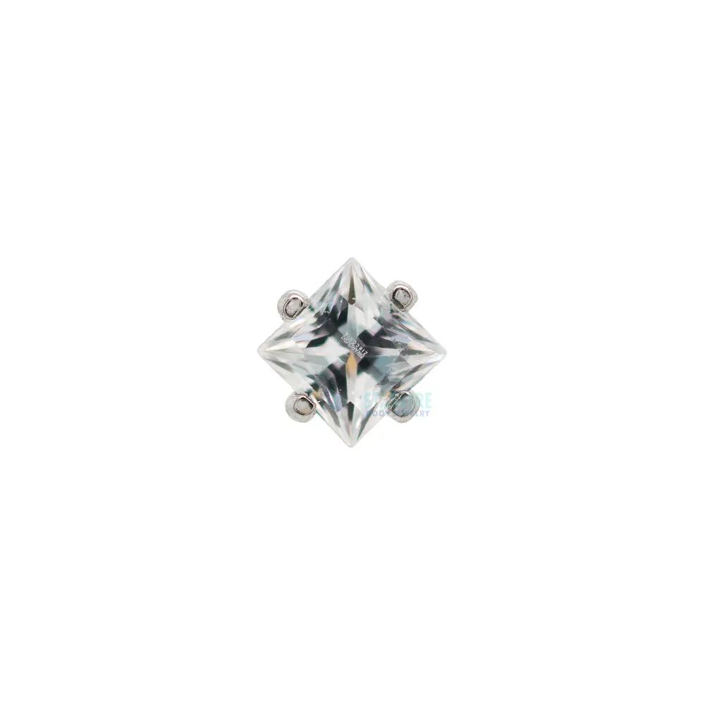 threadless: Prong-Set Square Princess Star-Cut Faceted Gem End