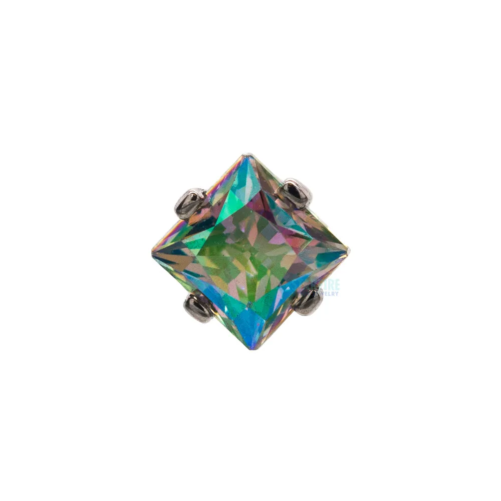 threadless: Prong-Set Square Princess Star-Cut Faceted Gem End