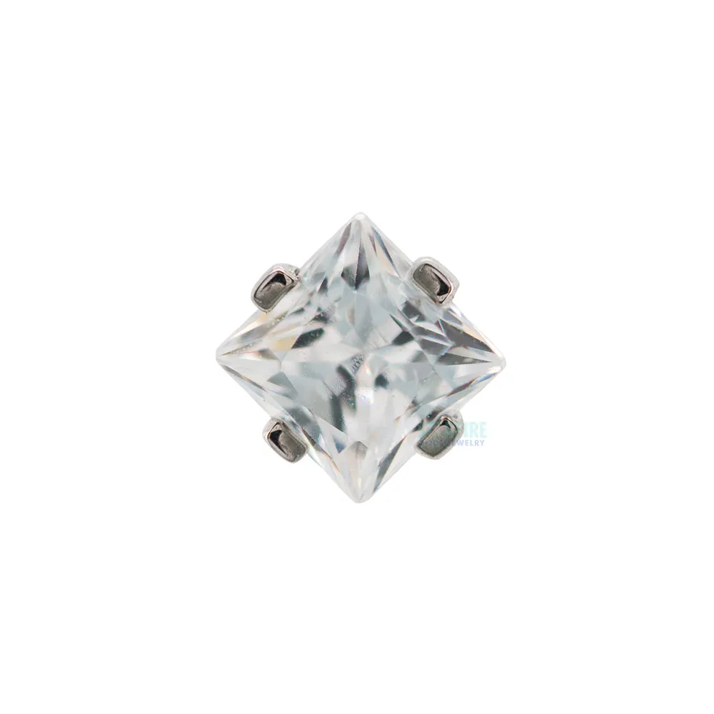 threadless: Prong-Set Square Princess Star-Cut Faceted Gem End