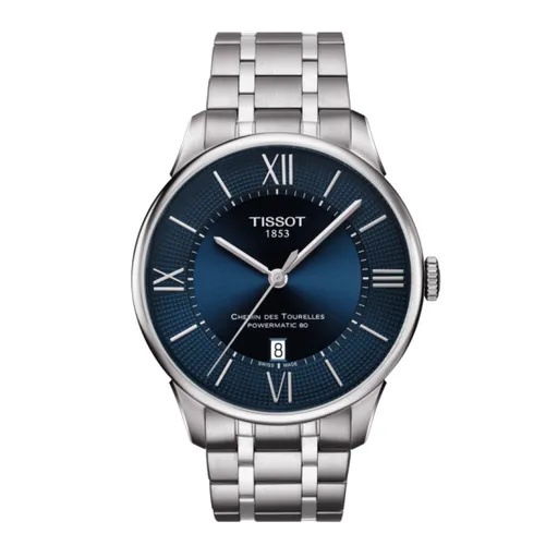 Tissot Chemin Des Tourelles Powermatic 80 Mens Stainless Steel Blue Dial Watch