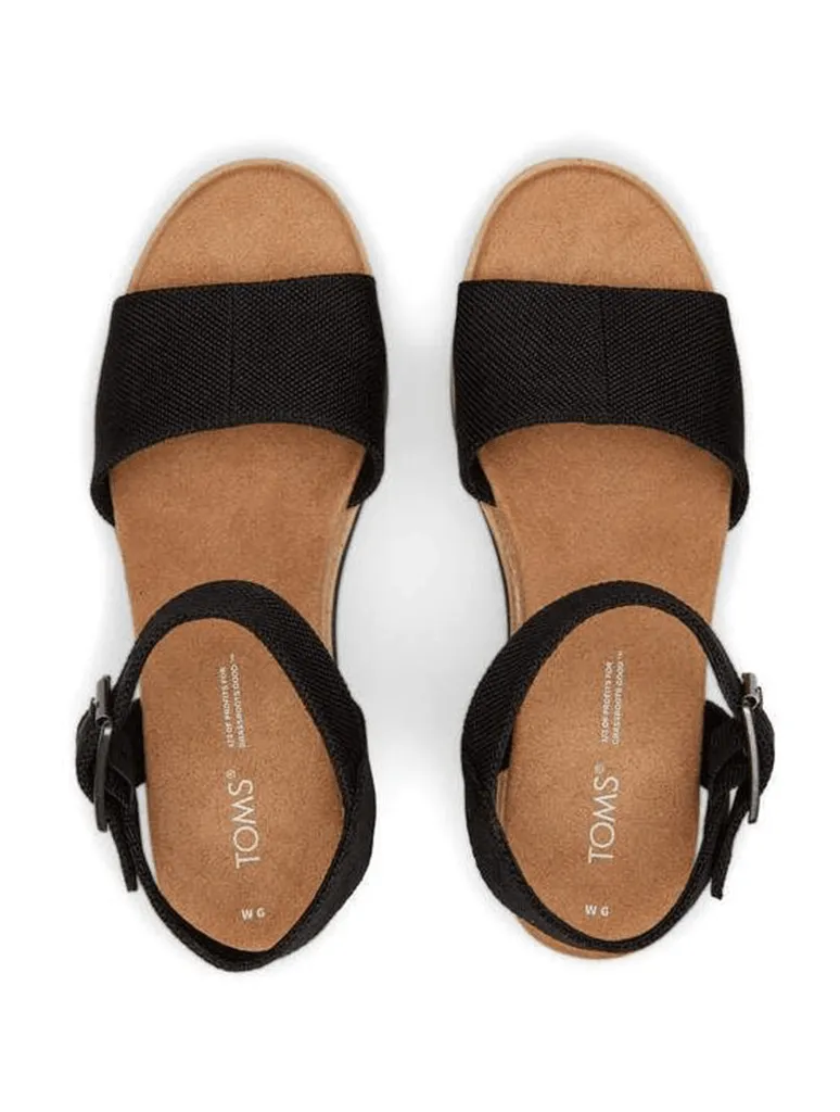 TOMS Diana Wedge Sandal in Black Heavy Canvas