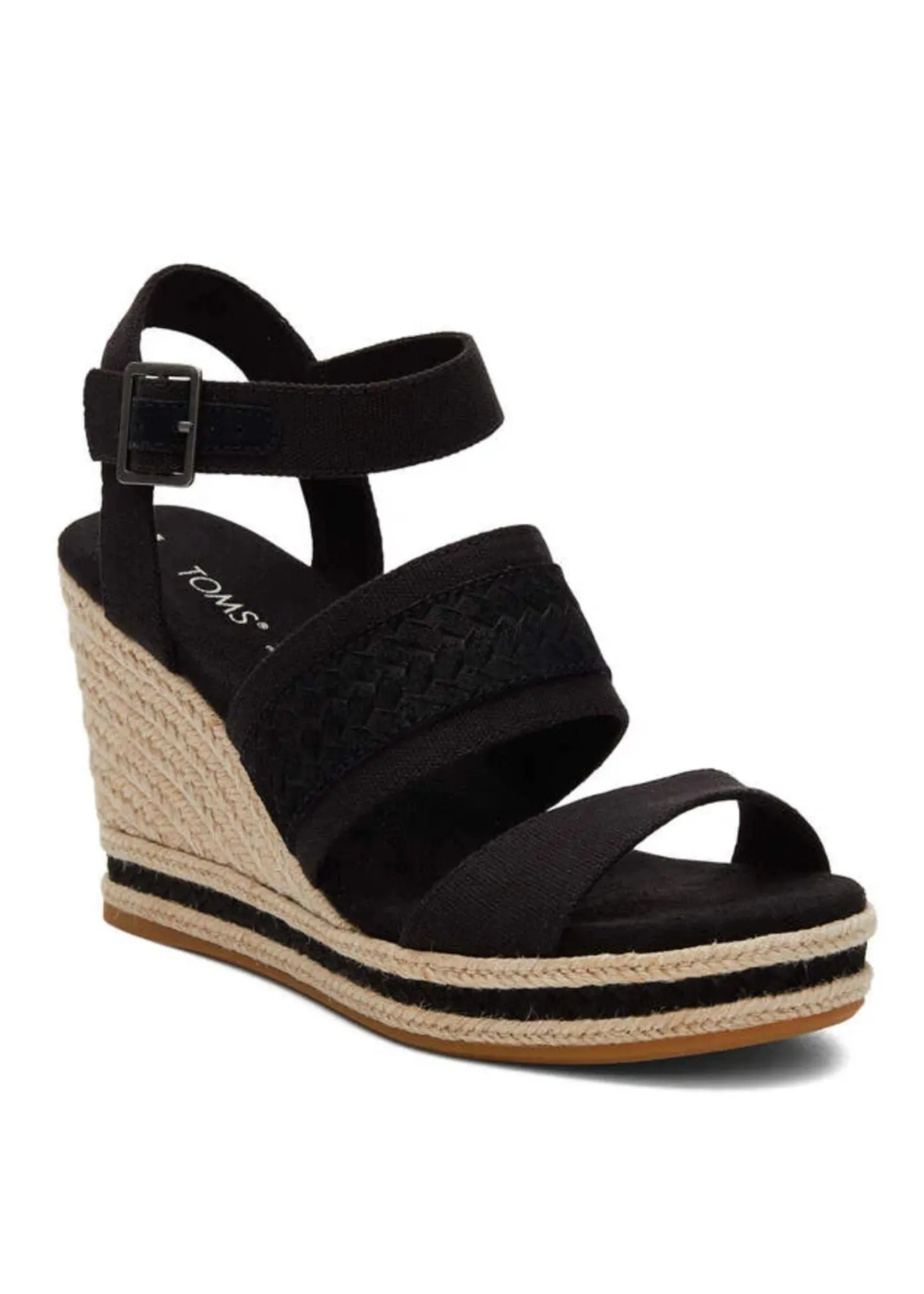 TOMS Madelyn Black Canvas Wedge Sandal - FINAL SALE