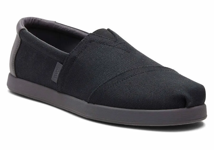 Toms Mens Alp Fwd Black Waxed Canvas Synthetic Trim