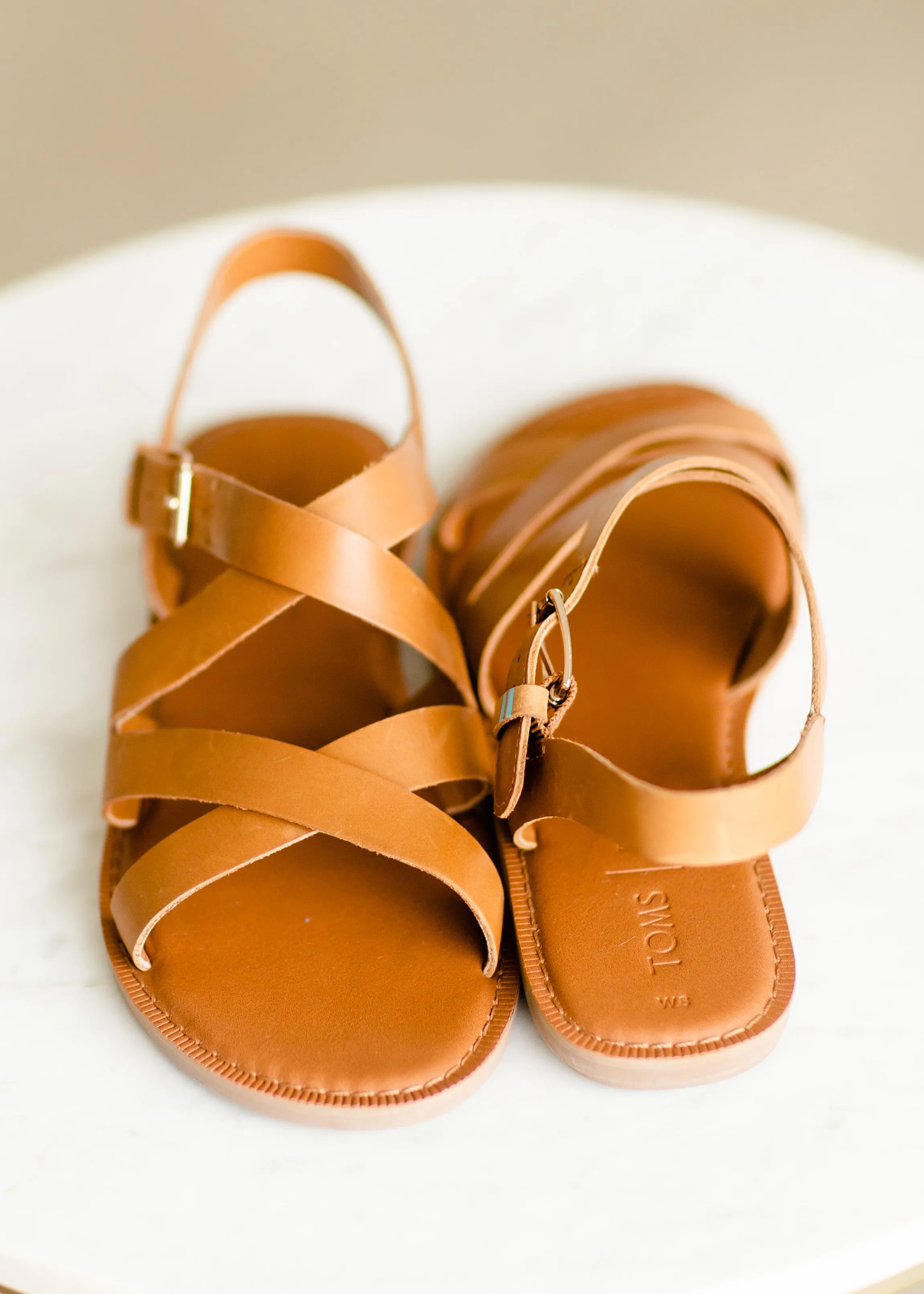 TOMS Tan Leather Sicily Sandal - FINAL SALE