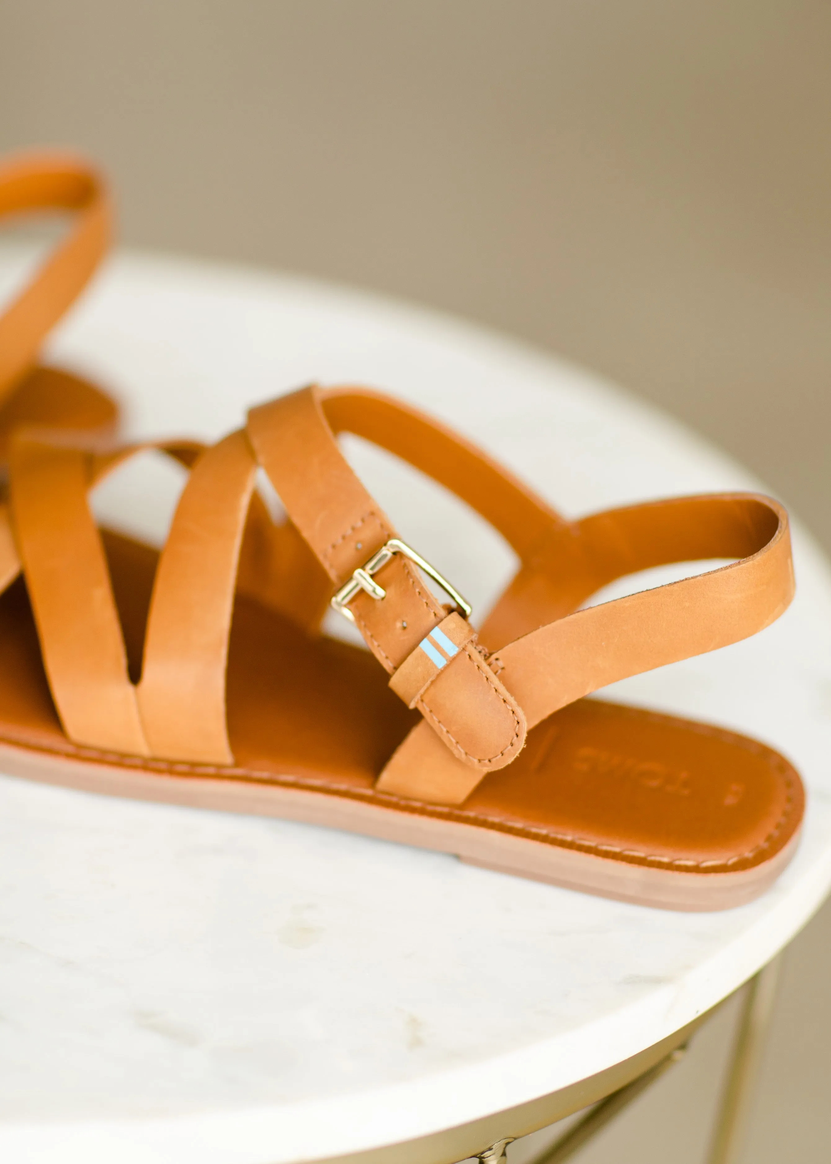 TOMS Tan Leather Sicily Sandal - FINAL SALE