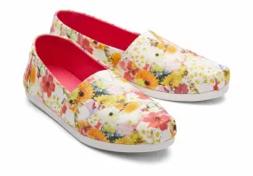 Toms Womens Alpargata White Photoreal Floral Collage Print