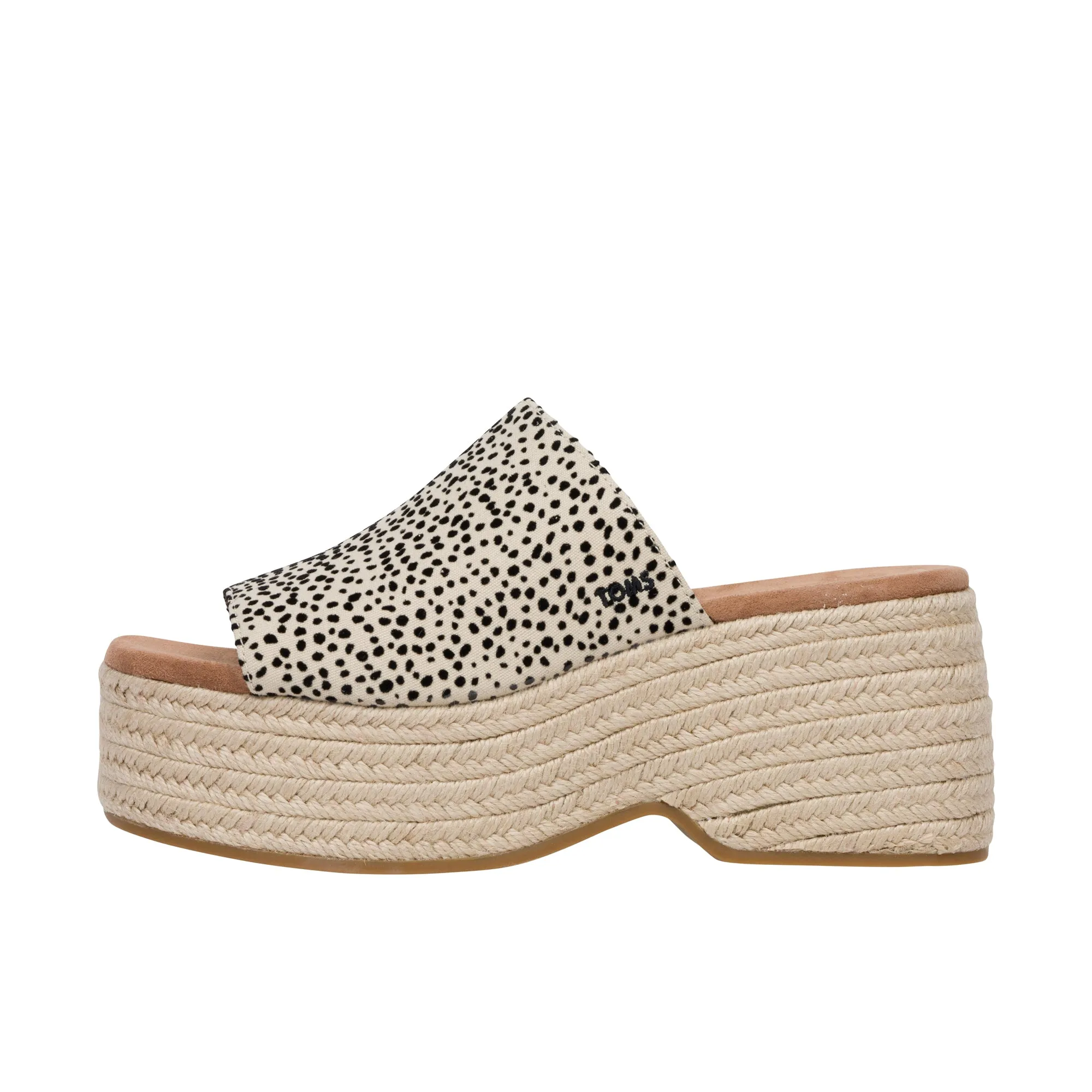 TOMS Womens Laila Platform Mule Fog Flocked Mini Cheetah