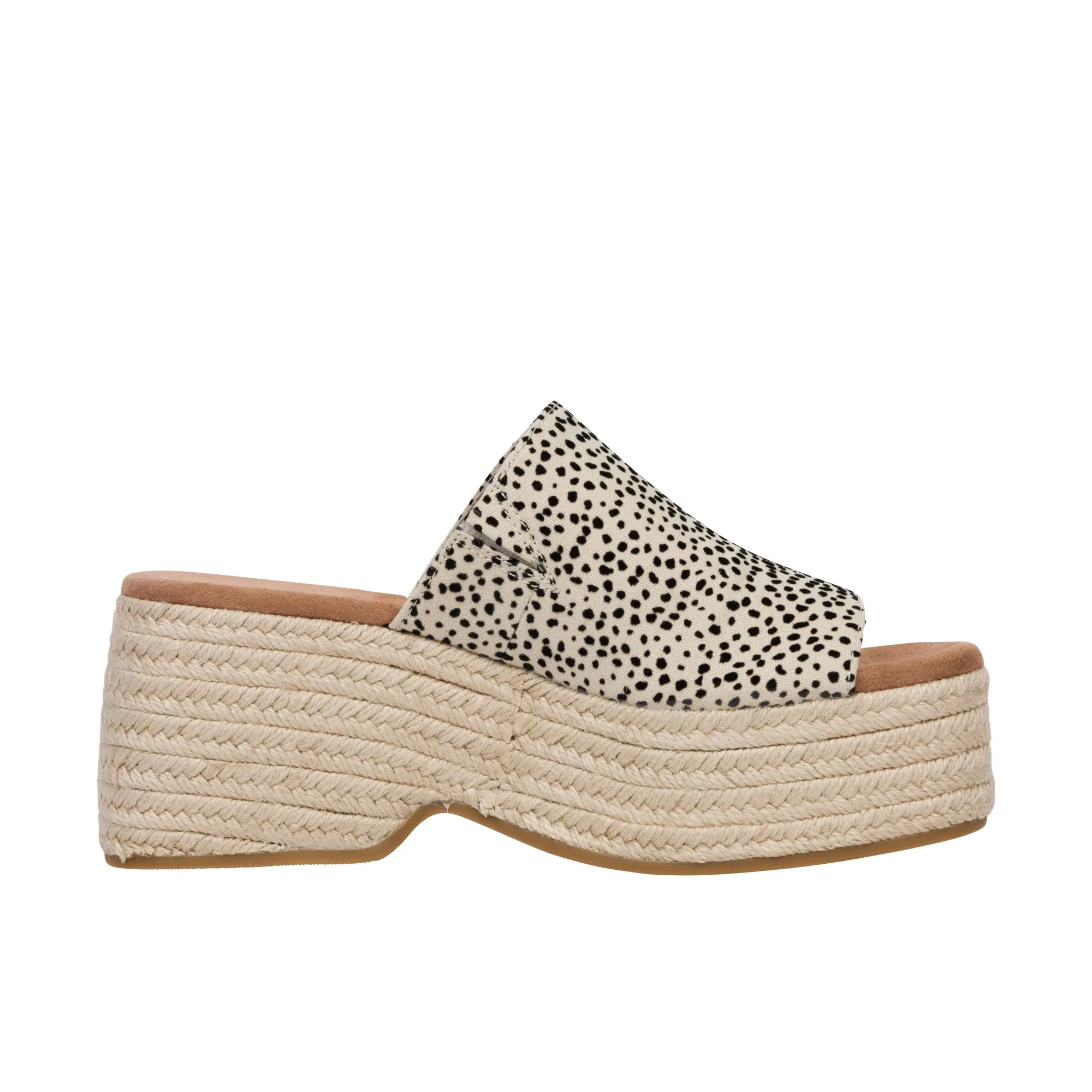 TOMS Womens Laila Platform Mule Fog Flocked Mini Cheetah