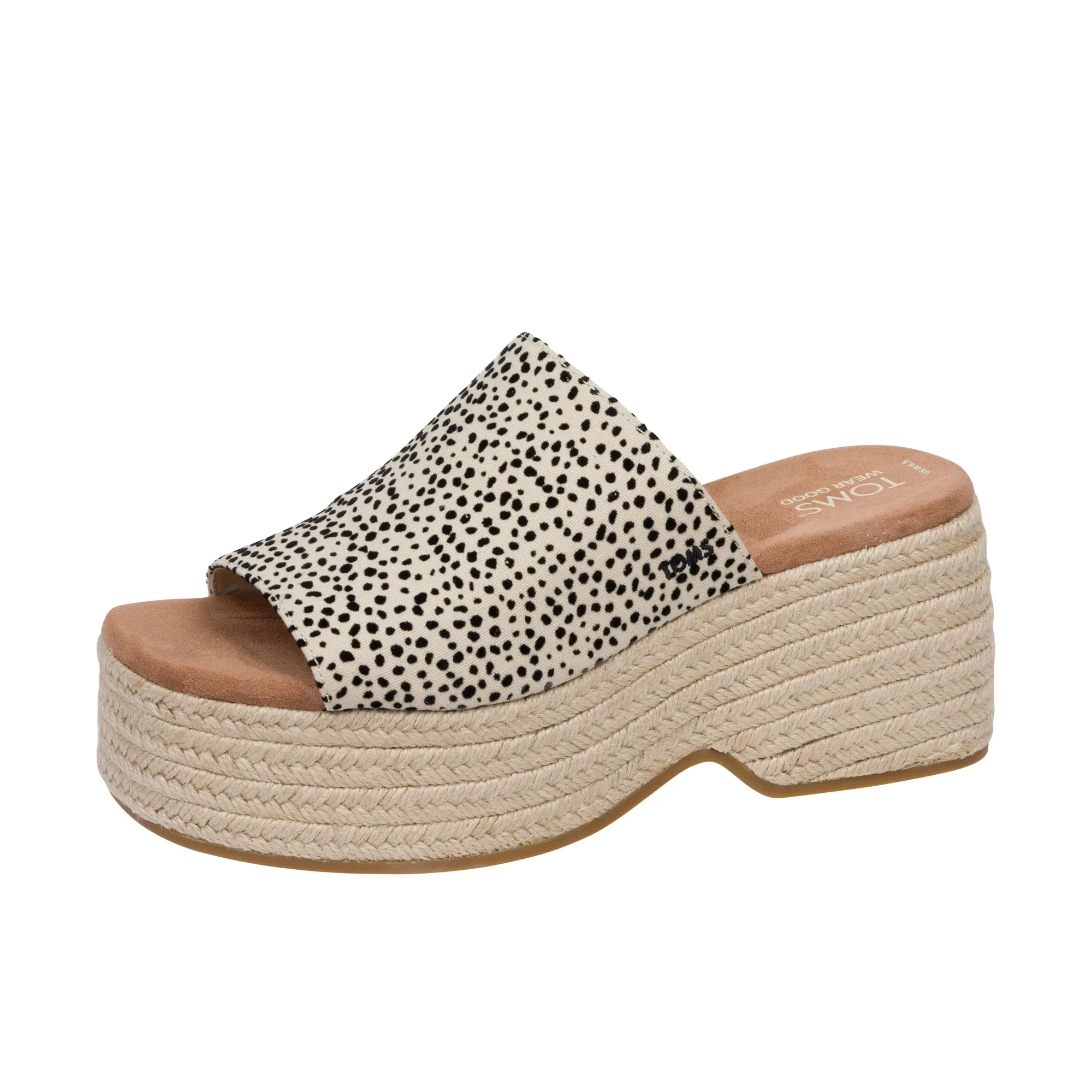 TOMS Womens Laila Platform Mule Fog Flocked Mini Cheetah