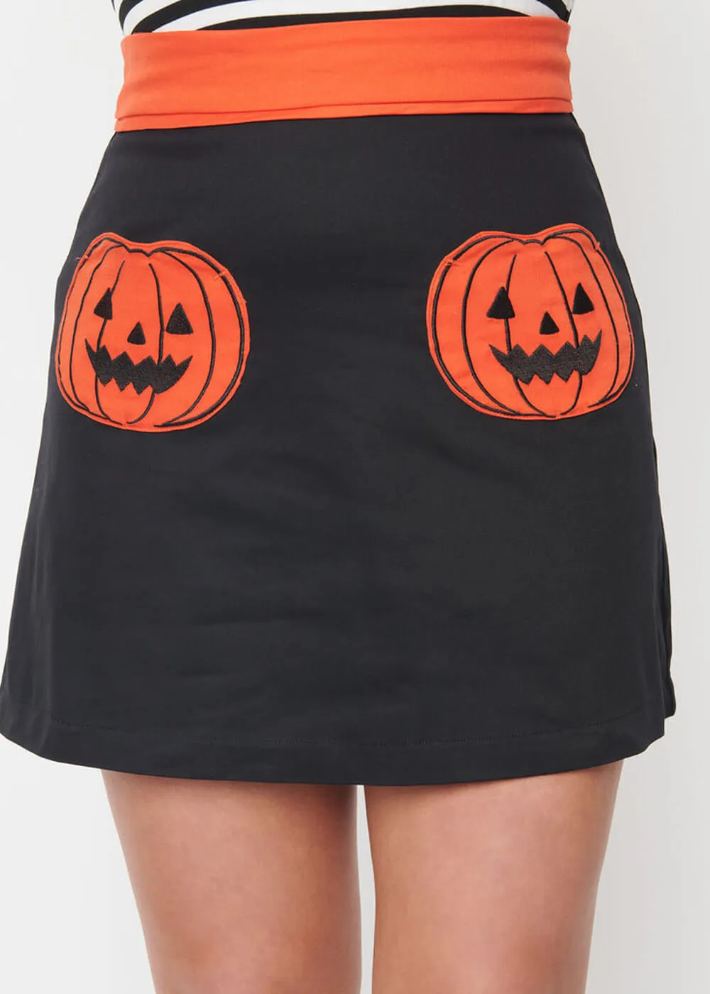 Unique Vintage Smak Parlor Pumpkin Pocket Garden Party 60's Mini Skirt Black