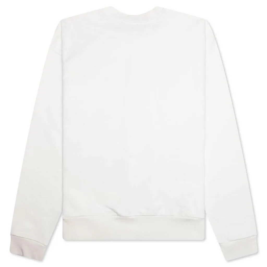 White Cotton Sweatshirt With Gingham Logo - Natural White