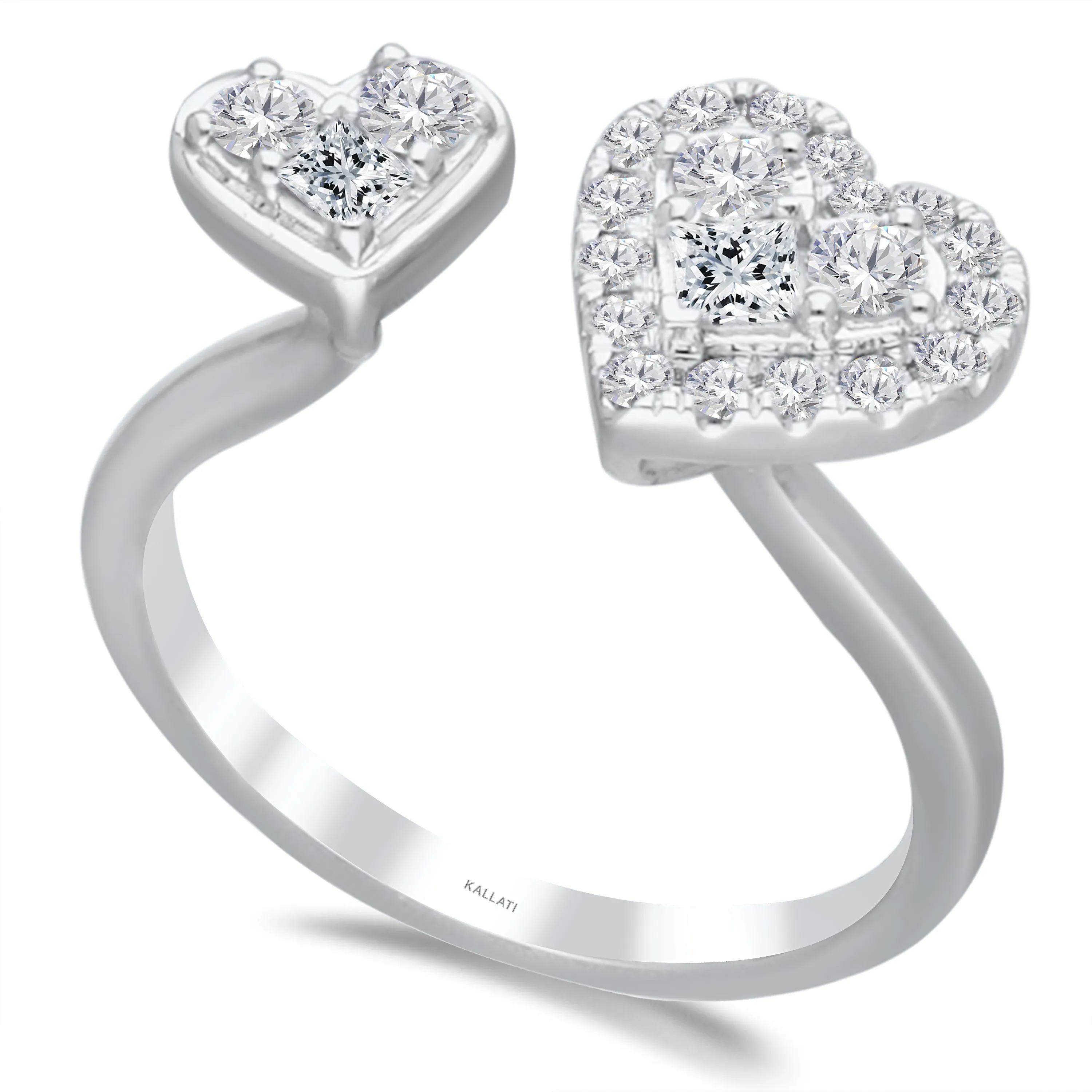 White Gold Diamond Eternal Double Heart Ring