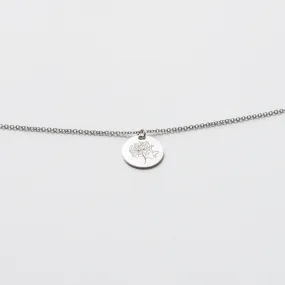 White Gold Pendant Chain Necklace, Floral - Polished 11.95mm