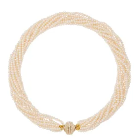 White Seed Pearl Multi-Strand Necklace