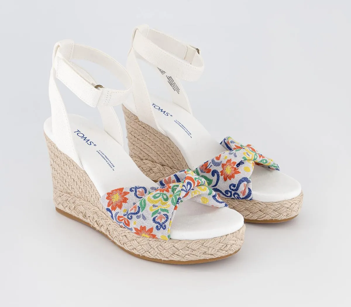 Womens Toms Marisela Wedge Sandals Mediterranean Jacquard