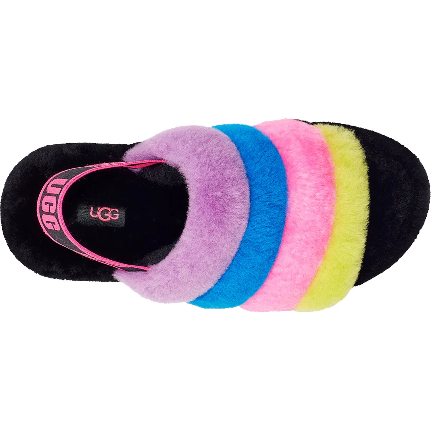 Women's UGG Fluff Yeah Slide Black/Taffy Multi Sheepskin