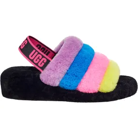 Women's UGG Fluff Yeah Slide Black/Taffy Multi Sheepskin