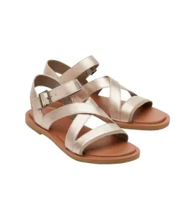 Womens/ladies sloane leather sandals gold Toms