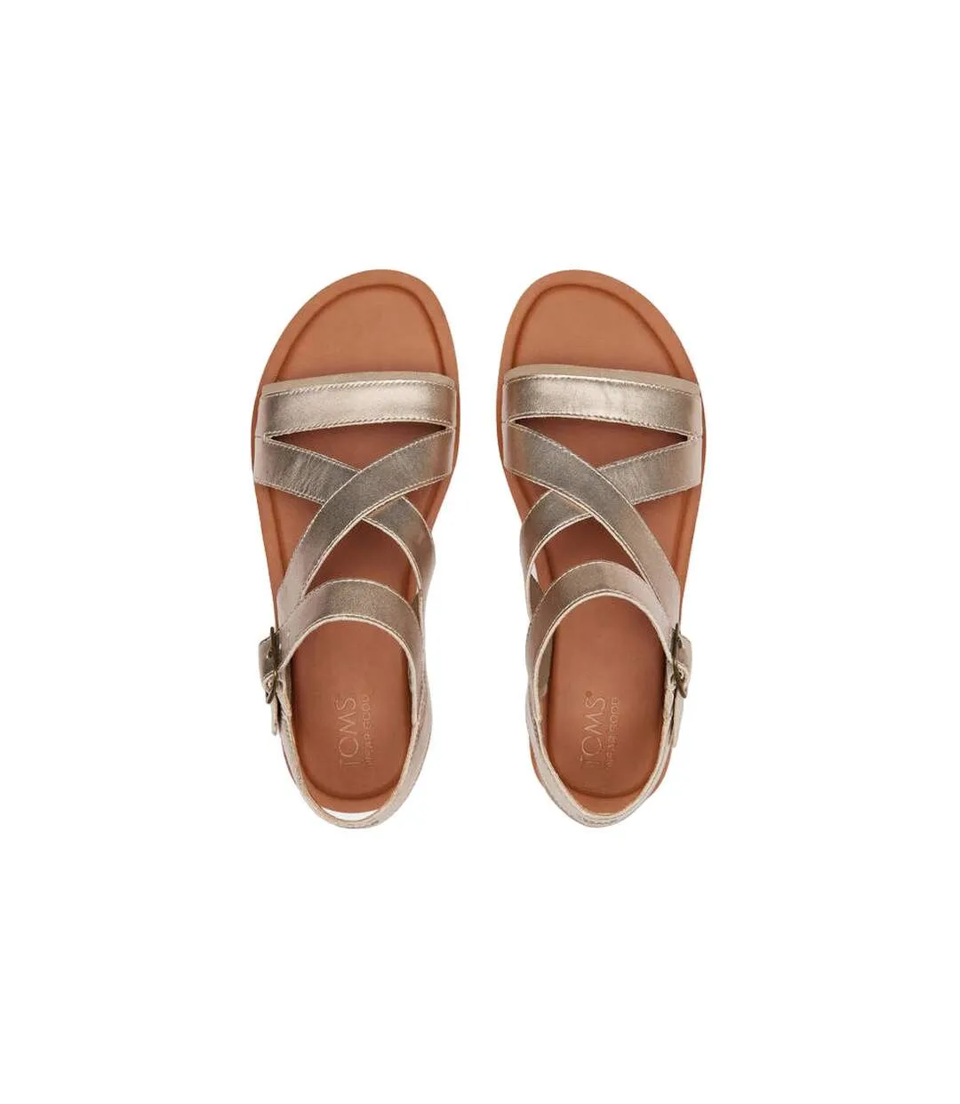 Womens/ladies sloane leather sandals gold Toms